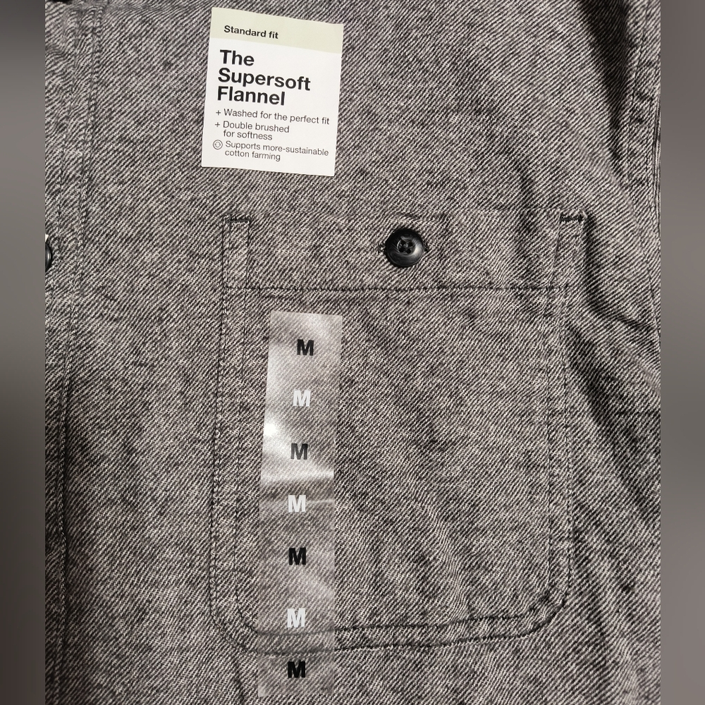 NWT Sonoma the Super Soft Flannel button down shirt, men's medium, gray - Picture 5 of 13